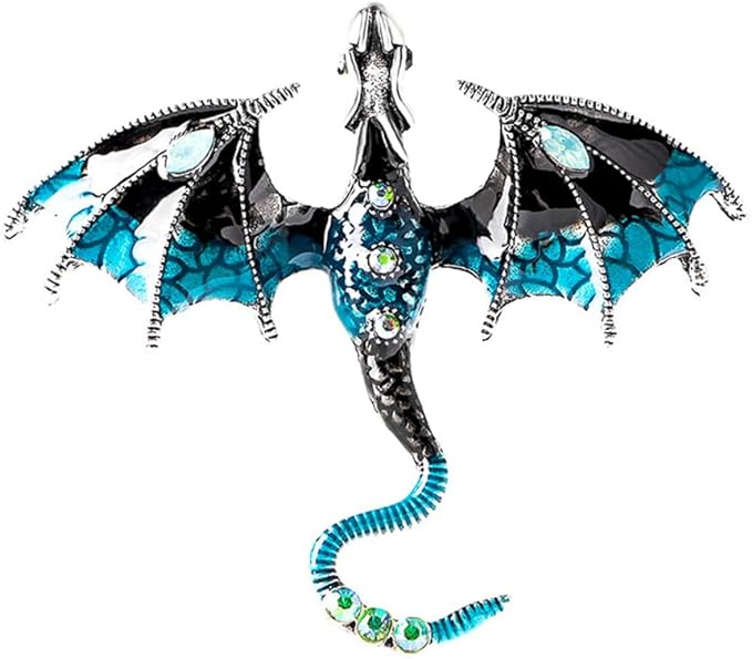 Shimmering Black and Blue Crystal & Enamel Dragon