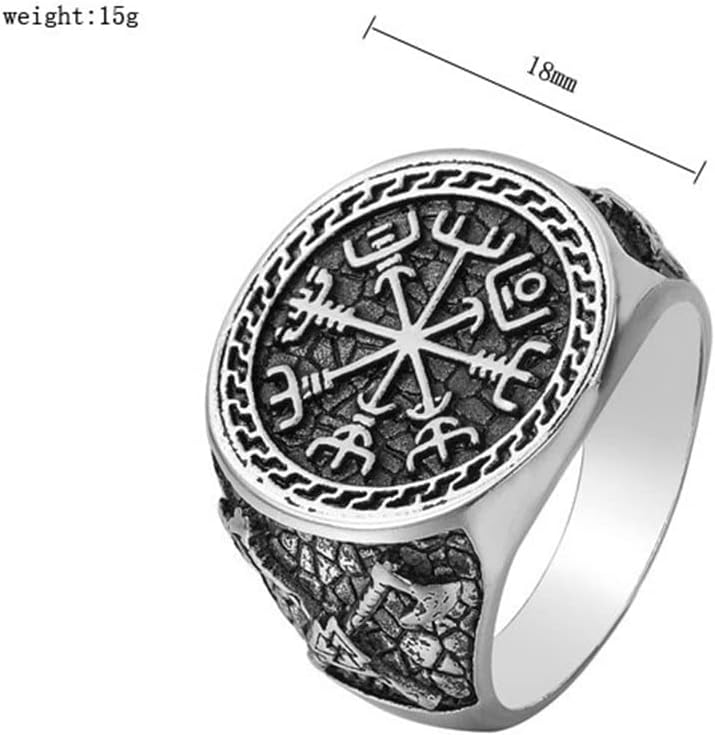 Stainless Steel Vikings Vegvisir Compass Rune Ring Men Vintage Fashion Celtic Knot Accessories Hip Hop Biker Jewellery Gift