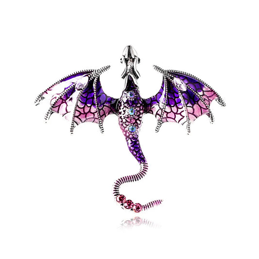 Shimmering Purple and Pink Crystal & Enamel Dragon