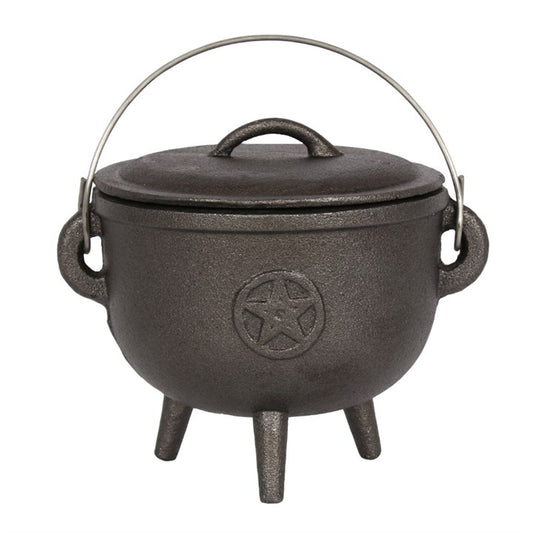 15cm Cast Iron Cauldron With Pentagram