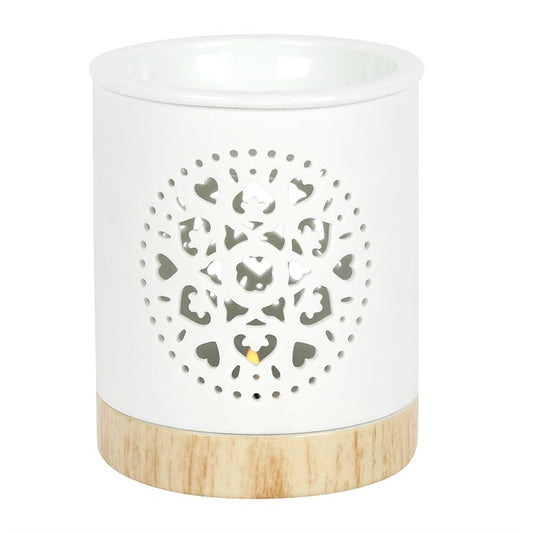 White Mandala Cut Out Oil Burner