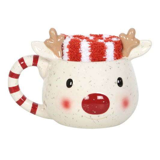 Rudolph Reindeer Mug and Socks Set