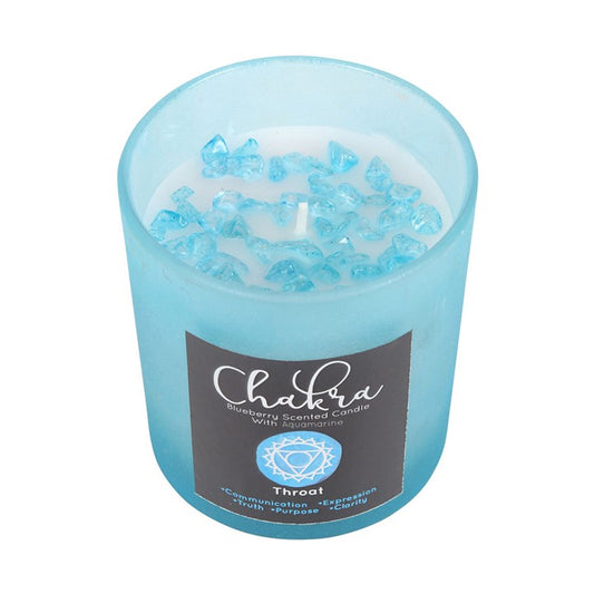 Throat Chakra Blueberry Crystal Chip Candle