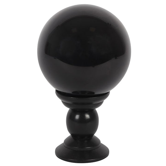 Large Black Crystal Ball on Stand