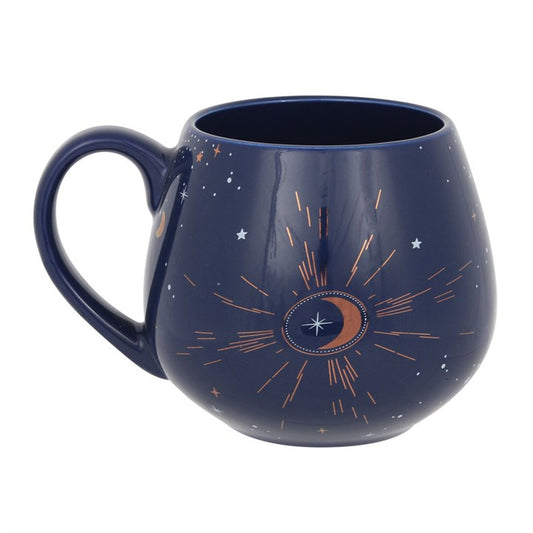 Blue Crescent Moon Rounded Mug