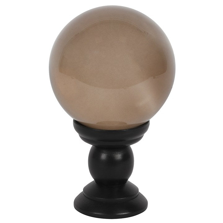 Large Smoke Grey Crystal Ball on Stand