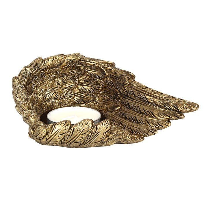 Gold Single Lowered Angel Wing Candle Holder