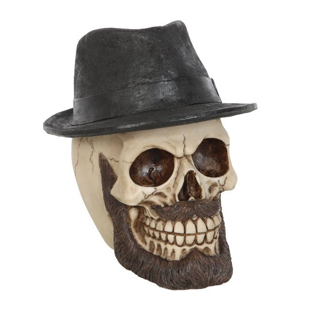 Skull Ornament with Trilby Hat