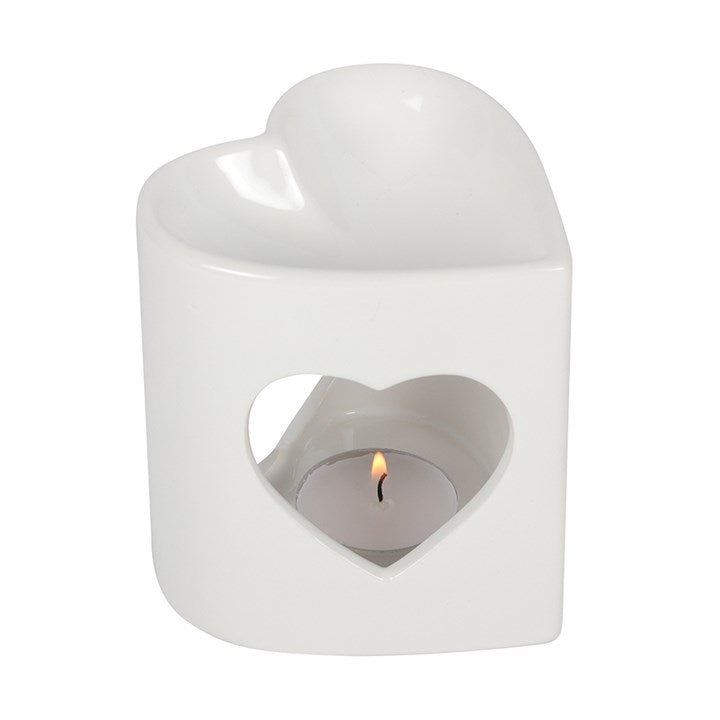 10cm White Heart Cutout Oil Burner