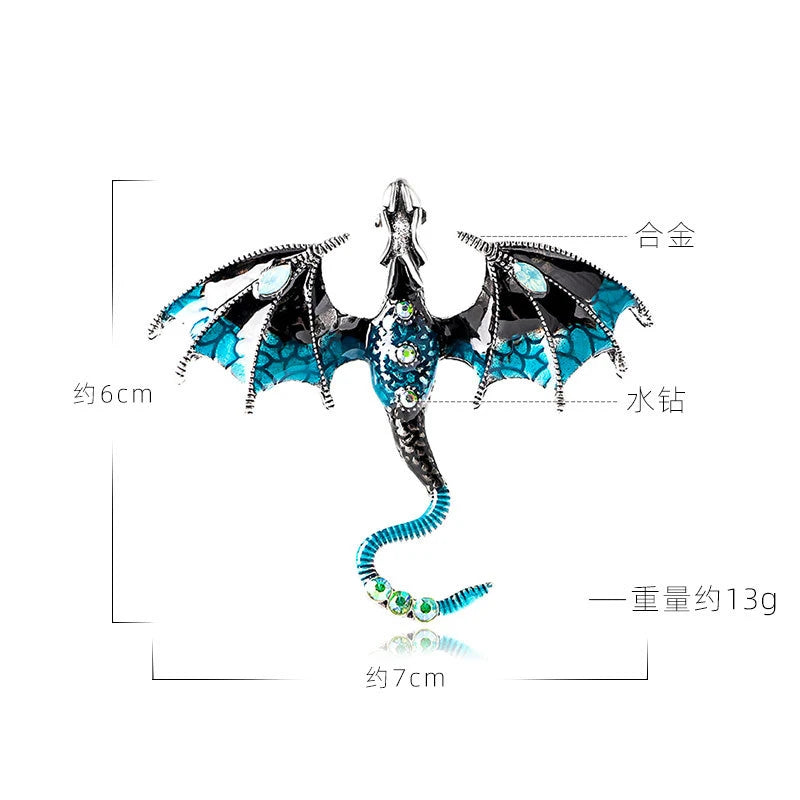 Shimmering Black and Blue Crystal & Enamel Dragon