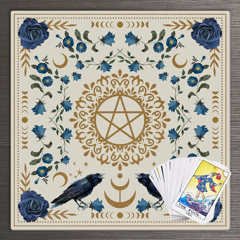 Altar Cloth Twin Ravens Pentacle 75 cm x75 cm