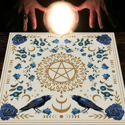 Altar Cloth Twin Ravens Pentacle 75 cm x75 cm