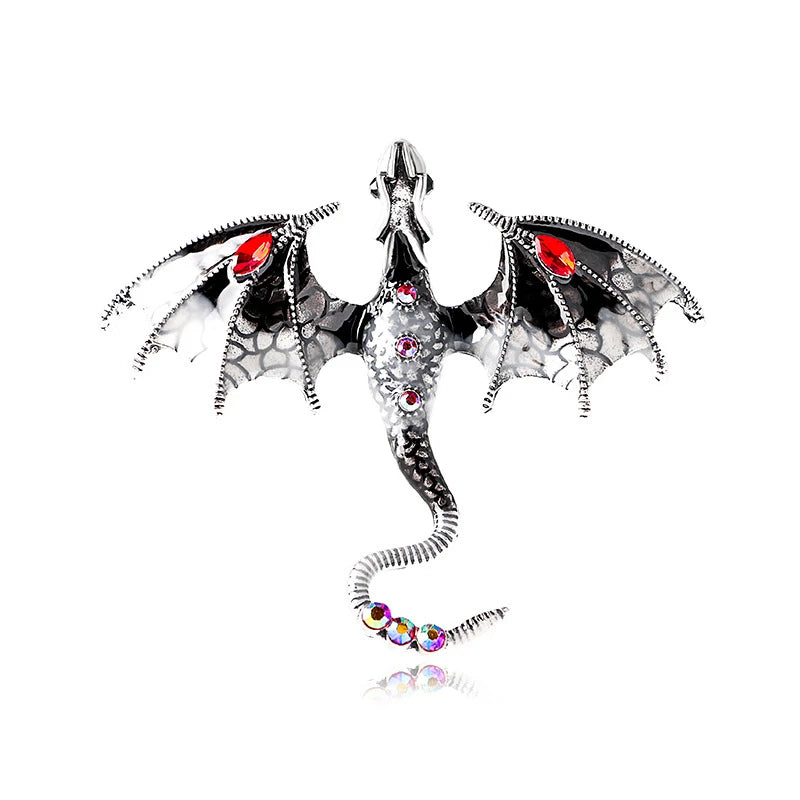 Shimmering Black and Red Crystal & Enamel Dragon