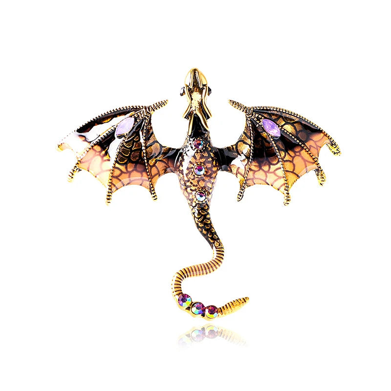 Shimmering Black and Gold Crystal & Enamel Dragon