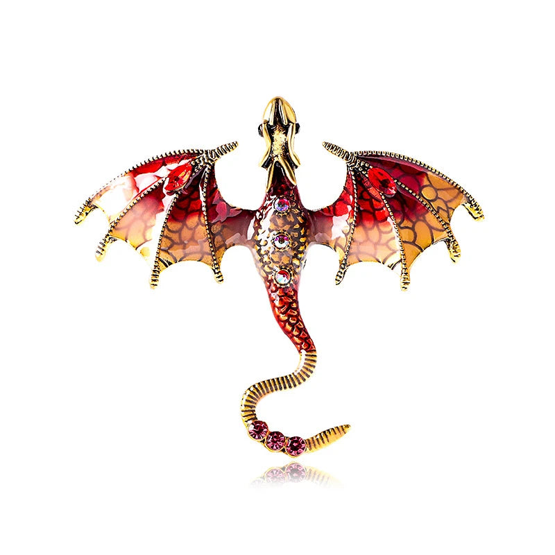 Shimmering Orange and Red Crystal & Enamel Dragon