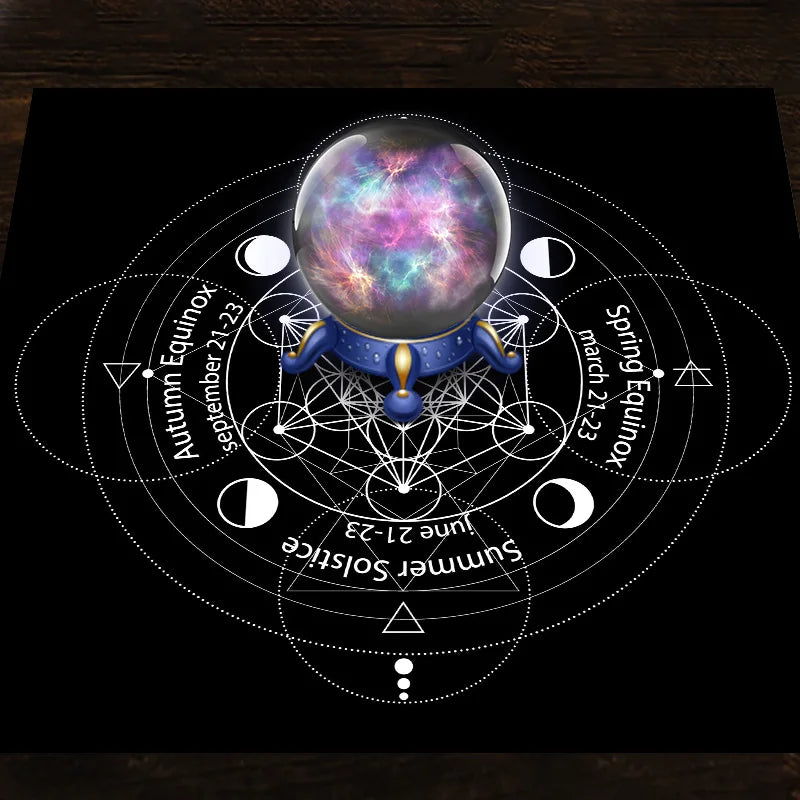 Tarots Tablecloth Moon Pentagrams Pagan Wheel of The Zodiac Astrology Tarots Cloth Divination Astrology