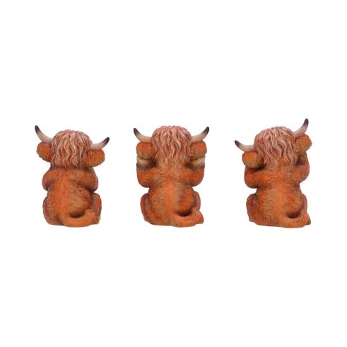 Three Wise Highland Cows 9.6cm