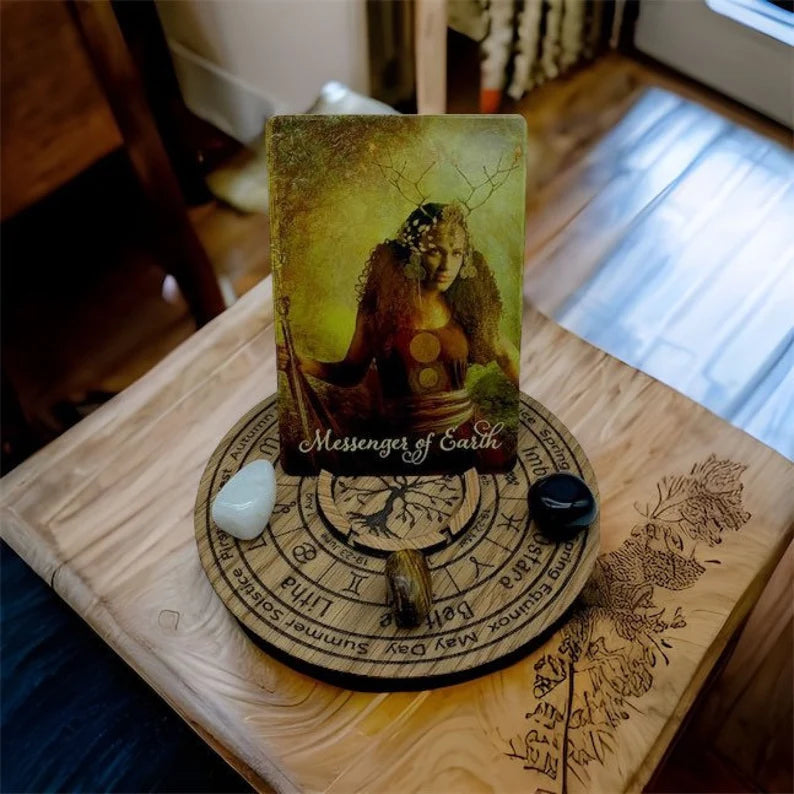 Tarot Card Holder, Wheel of the Year, Tealight Alter, Tree of Life, Solstices, Wicca Annual Cycle of Seasonal Festivals, Pagan, Witches