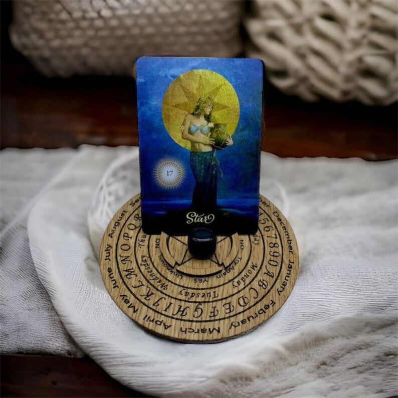 Pendulum Dowsing Board, Tarot Card Holder, Tealight Alter, Pentacle, Divination Pendulum Chart, Wiccan, Pagan, Witches