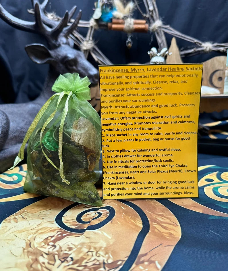 Frankincense Sachets, Myrrh, Lavender, Floral Sachet, Protection Spell, Relaxing Spell, Spiritual, Abundance, Witch, Wicca, Pagan