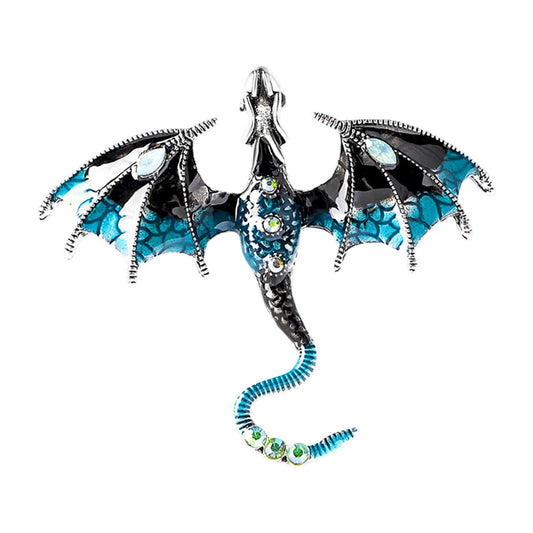 Shimmering Black and Blue Crystal & Enamel Dragon