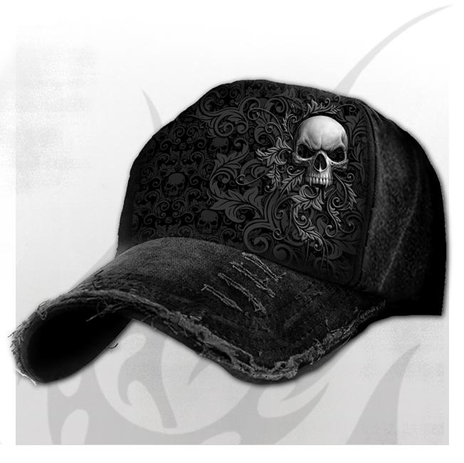 SKULL SCROLL - Baseball Cap Distressed with Metal Clasp